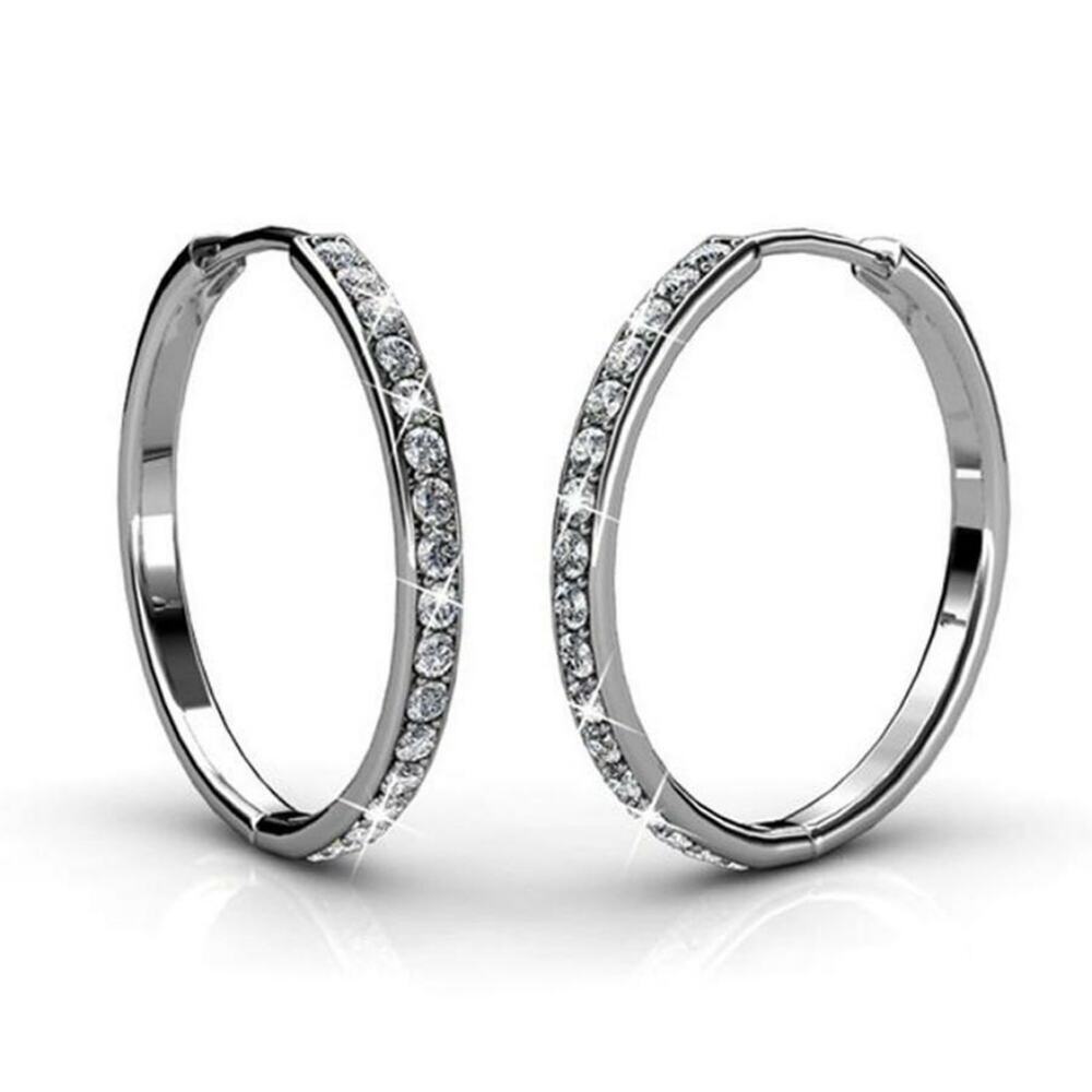 Cate & Chloe Bianca Hoop Earrings with 18K Plated White Gold